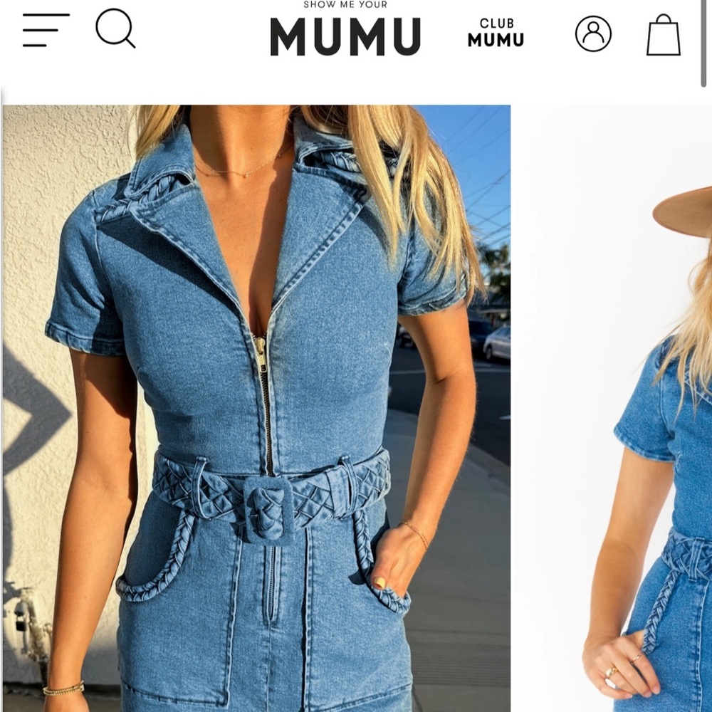 Denim Short Sleeve Dress with Belt